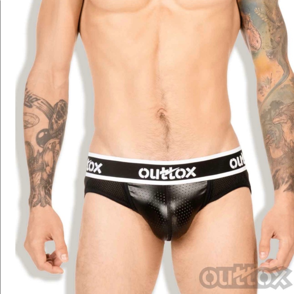 Outtox Black Perforated Jockstrap.JS143-90-M